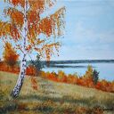 OBRAZ RĘCZNIE MALOWANY AKRYLOWY "JESIENNA NOSTALGIA" - 24x30cm