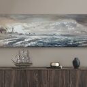 Sztorm nad morzem - morski pejzaż panoramiczny ze strukturą w palecie zgaszonych barw 120x40 cm