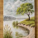 Nastrojowy pejzaż malowany na płótnie „Nostalgiczna melancholia” 40x30 cm 