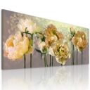 Obraz do salonu drukowany na płótnie z kwiatami, żółte kwiaty piwonii 147x60cm