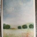 Pejzaż akwarela „Niebo” 25x15 cm - oryginał bez ramy