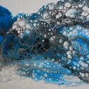 Abstrakcyjny obraz do salonu "Morska fala" 120x60 cm - ręcznie malowany pouring