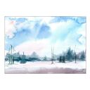 Akwarela "Zima" malowana ręcznie, format a4