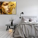Obraz na płótnie - abstrakcyjny portret kobiety w odcieniach złota 120x80 cm