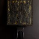 Duży obraz strukturalny 95x95 cm czarno-złoty do nowoczesnego wnętrza