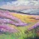 Fioletowa Łąka - obraz wykonany pastelami suchymi (24x18 cm)
