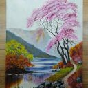Ręcznie malowany obraz akrylowy z ramą i motywacyjnym mottem - „Taniec z barw” (30x24 cm)