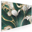 Obraz do salonu - BIAŁE KALIE ABSTRAKCJA ZŁOTE AKCENTY - 70x50 cm (100201)