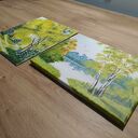 Wyprzedaż kolekcji - zestaw ręcznie malowanych obrazów - w żółtych odcieniach - 1x 30x24cm 1x 24x