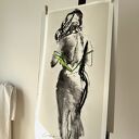 GREEN - duży obraz kobiety 100x50 cm z zielonym akcentem