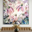 Obraz abstrakcyjne kwiaty 100x100 cm do salonu