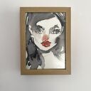 Red Lips - oryginalna akwarela w ramce 13x18 cm