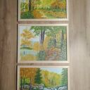 Tryptyk jesienny - ręcznie malowane obrazy akrylowe z ramami 3x40x30 cm