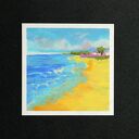 Słoneczne wybrzeże - oryginalny obraz pastelą olejną 15x15 cm