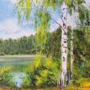 OBRAZ RĘCZNIE MALOWANY AKRYLOWY "ZA ŚCIANĄ LASU" - 24x30cm