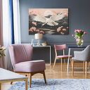 Obraz do salonu - ŻURAW W LOCIE SAKURA GÓRSKI KRAJOBRAZ - 70x50 cm (106901)