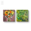 Kompozycja obrazów na płótnie 40x40x2 cm - Las natura, ręcznie malowana (akryl)