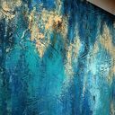 Nebula U9 - abstrakcja w turkusie: ręcznie malowany obraz na płótnie 100 x 70 cm 