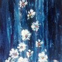 Wodospad z kwiatów - autorski obraz olejny 23 x 30,5 cm
