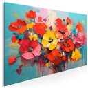 Obraz do salonu - ABSTRAKCYJNE KWIATY JAK MALOWANE FARBĄ - 70x50 cm (114601)