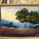 Pejzaż z drzewami 18x24 cm - obraz z pastelami suchymi