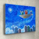 Śnieg nad miastem - giclee na płótnie Canvas (zima, anioły, bez ramy)