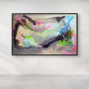 Abstrakcja deep purple - obraz akryl na papierze 112x64 cm (sygnowany i werniksowany) 