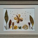 Jesienny motyl - ręcznie wykonany obraz botaniczny z suszonych kwiatów 25x35 cm