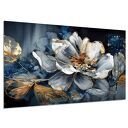 Obraz granatowy KWIAT 57 gold 120x80 - glamour premium
