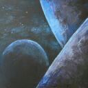 Piąta Planeta - olej na płótnie, abstrakcja kosmosu (80x60)
