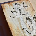 Żurawie obraz ptaki malowane na desce /26/