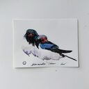 Dwie jaskółki - akwarela ptaki na papierze 250 g, 12 x 16 cm
