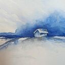 ZIMA-akwarela formatu 18/24 cm