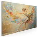 Obraz do salonu - BALETNICA W KOLOROWEJ SUKNI IMPASTO - 70x50 cm (127901)