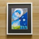 "Dzień i noc" piękna akwarela w passe - partout i ramie. Ela