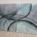 Ręcznie malowany dyptyk 2x60x80 cm - geometryczna kompozycja barw