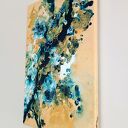 Taniec Liści - obraz abstrakcyjny 40x60 cm akryl na płótnie do salonu