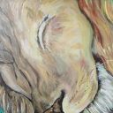 Obraz ręcznie malowany na płótnie - Sleeping Lion (30x40x2) - gotowy do zawieszenia