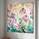Kwiatowa abstrakcja 80x80 cm - nowoczesne kwiaty na ścianę