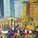 Warszawa - obraz akrylowy ręcznie malowany 50 x 70 cm (pejzaż, stolica Polski)