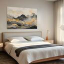 Obraz do salonu - ABSTRAKCYJNE GÓRY ZŁOTE LINIE PEJZAŻ - 70x50 cm (104301)