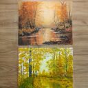 WYPRZEDAŻ ZESTAWU OBRAZÓW - DYPTYK "JESIENNE CIEPŁO I NOSTALGIA" - 2x 24x30cm