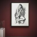Lady - duży obraz kobiety rysowany węglem 100x70 cm