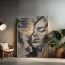 Kobieta - ręcznie malowany portret twarz 70x100 cm (abstrakcja)