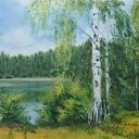 Brzozy w kolorze - ręcznie malowany zestaw 2 obrazów akrylowych 24x30