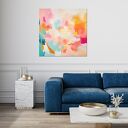 Pomarańczowy pastelowy obraz abstrakcyjny - obraz wydruk na płótnie 50x50 cm w pastelowych kolorach