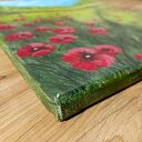 Pejzaż akrylowy 40x30 cm „Wśród karminowych maków” - ręcznie malowany na płótnie
