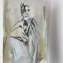Lady - 64x112: obraz kobieta (akryl na papierze) - grafika kobieca