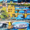 Obraz Praga - ręcznie malowany akryl i tempera na płótnie 50x40 cm