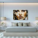Obraz twarz kobiety 3D - złoto, beż i glamour 120x80 cm